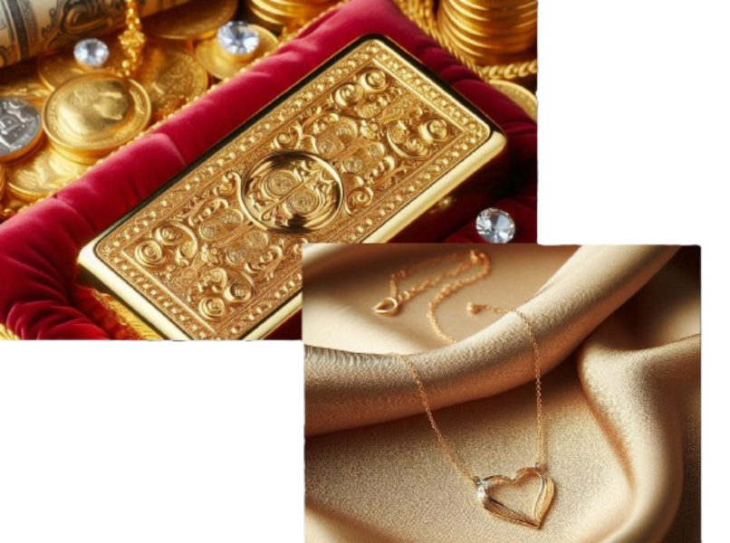 Lingotti e collana in oro